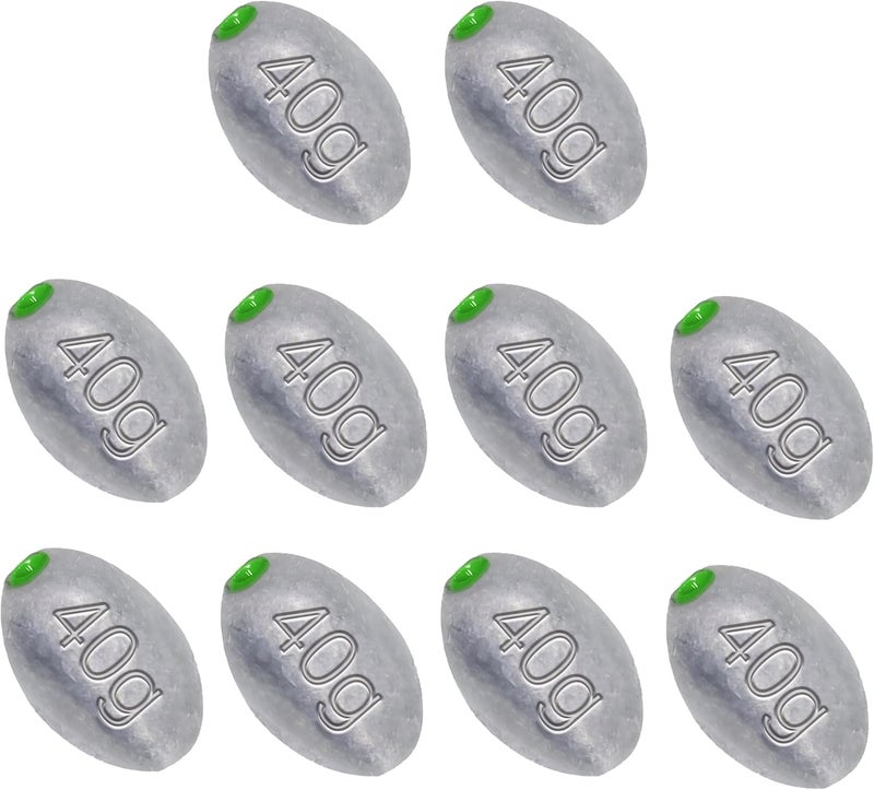 Egg Sinkers Bullet Fishing Weights Oval Shaped with Plastic Core Slip Sinkers for Catfish Fishing Casting Saltwater and Freshwater 1/5oz to 2oz